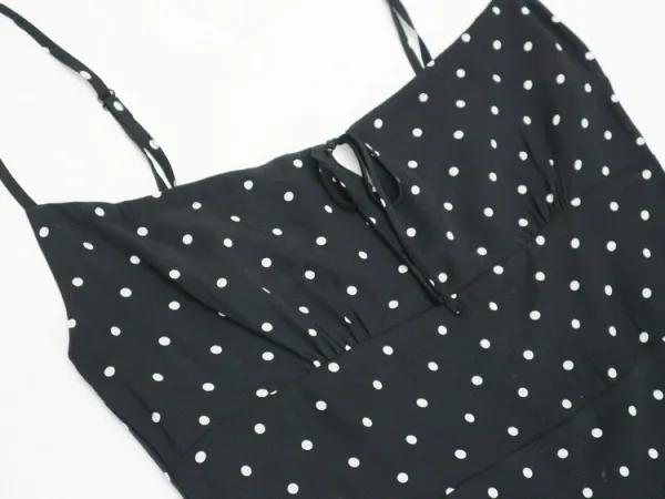 Design Polka Dot Spaghetti Strap Mini Dress Black - 16