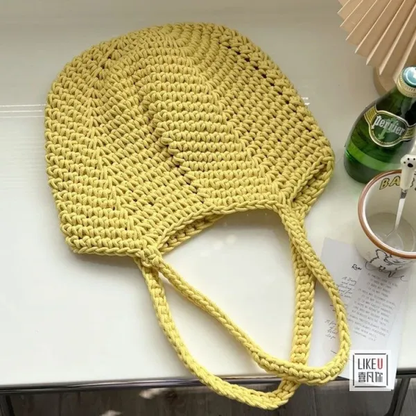 Design Handcrafted Crochet Tote Bag Green Tote Bag - 26