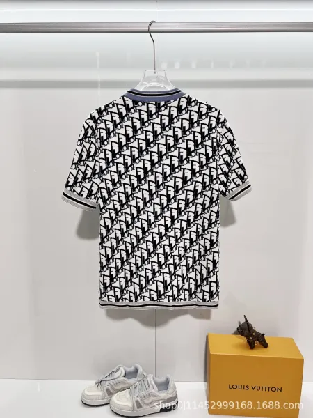 Dior Oblique Print Knit T-Shirt White / Black - 6