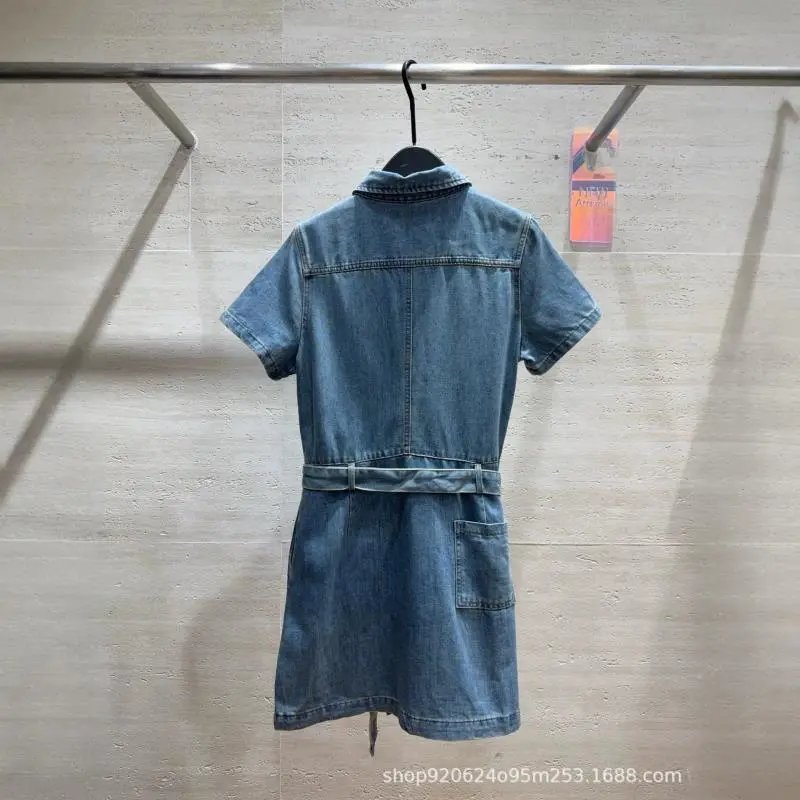 Chanel Denim Dress Blue Collared Shirt Style