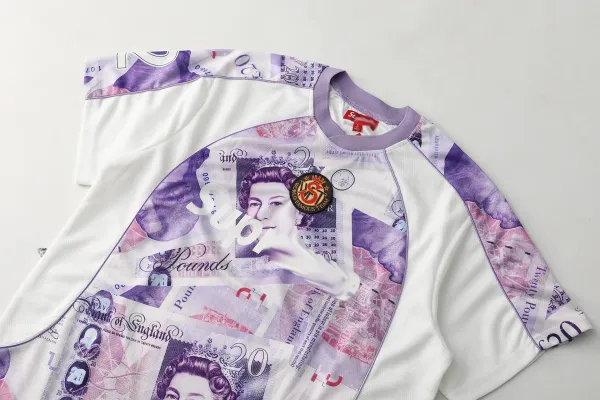 Supreme Banknote Print Raglan T-Shirt White / Purple - 12