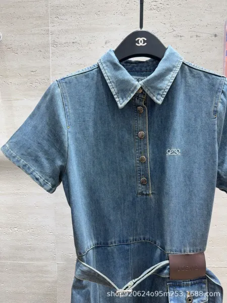 Chanel Denim Shirt Dress in Medium Wash Blue - 5