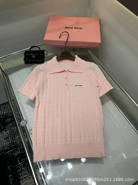 Miu Miu Knit Polo Shirt Lemon Yellow Tops Polo - 6