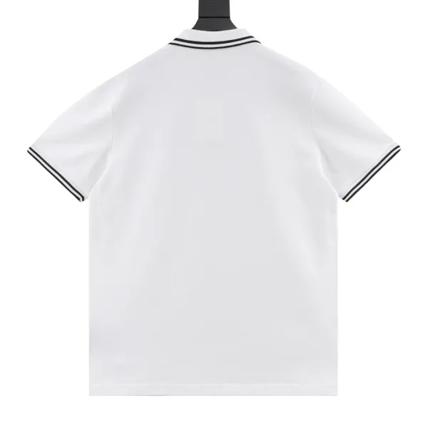 Dior Gray Piqué Polo with White Trim and Script Logo Tops Polo - 5