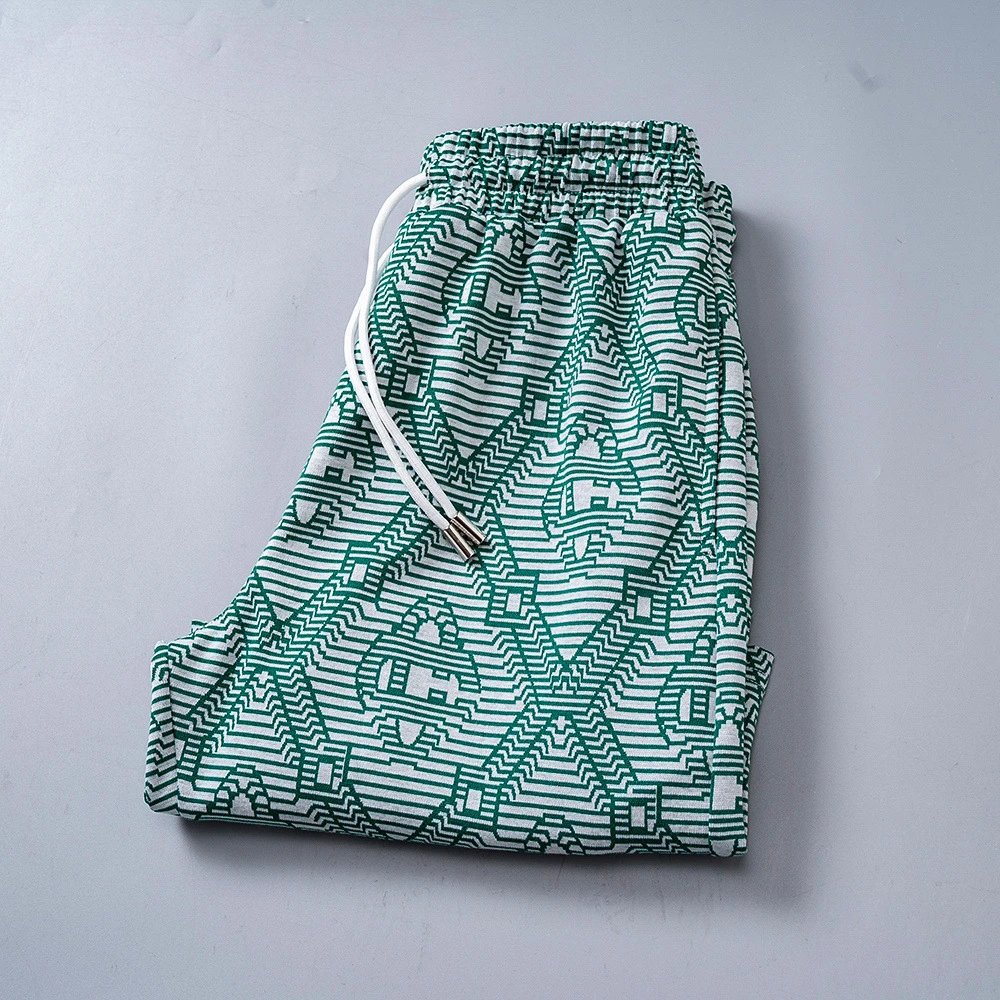Patterned Swim Shorts Green Mint Blue Black White Geometric Print