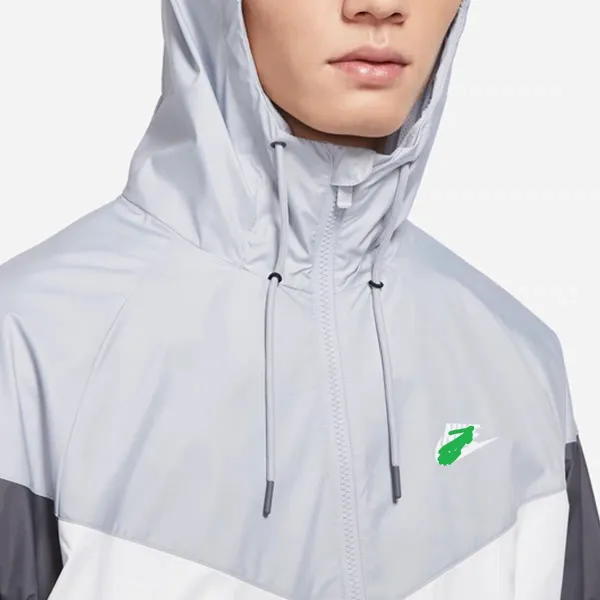 Nike Windrunner Jacket White with Green Swoosh Outerwear - 20
