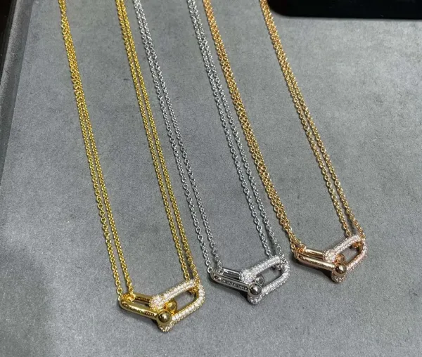 Design T-Bar Link Pendant Necklace Gold Jewelry - 12