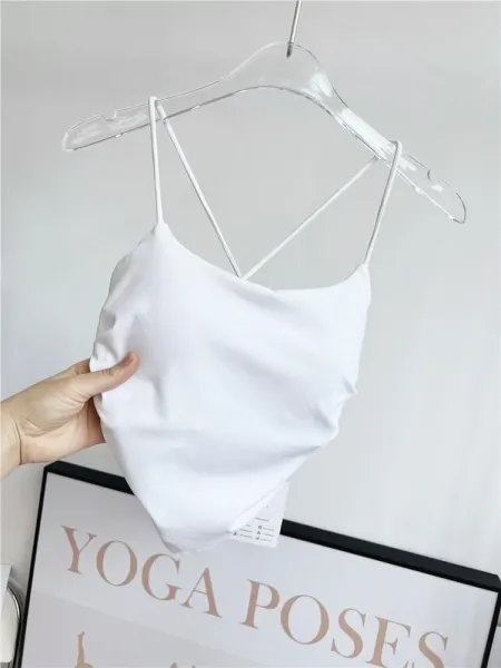 Design Cross-Back Satin Camisole Black Top Vest Top - 9