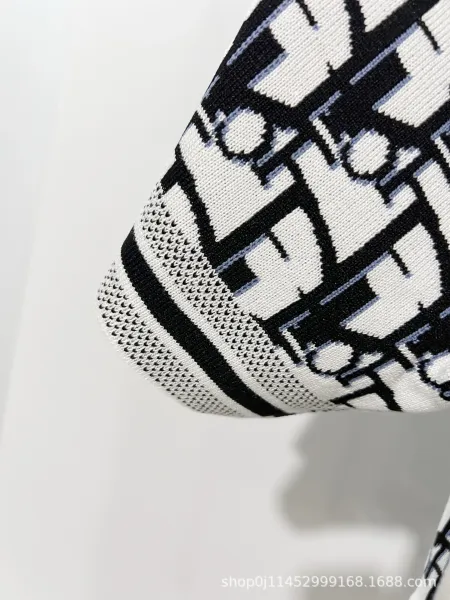 Dior Oblique Print Knit T-Shirt White / Black - 12