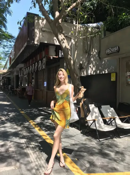 Design Multicolor Gradient Print Slip Dress with Thin Straps Dress - 5