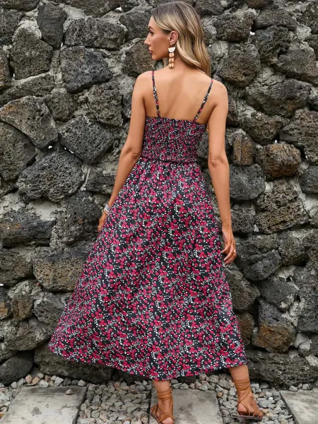 Design Tropical Leaf Print Wrap Midi Dress - 44