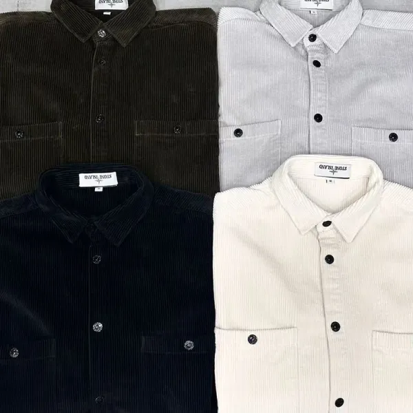 Stone Island Corduroy Shirt in Black, Brown, Gray, and Off-White - 6