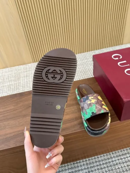 Gucci GG Marmont Camouflage Slide Sandals Multicolor Slippers - 6