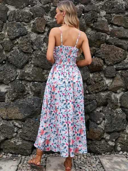 Design Tropical Leaf Print Wrap Midi Dress - 50