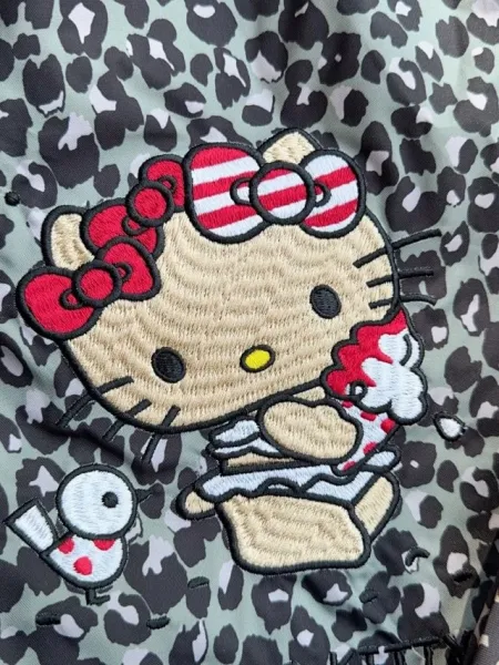 Hello Kitty Leopard Print Tote Bag with Embroidered Character and Charm - 34