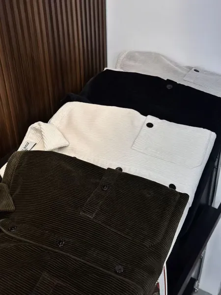 Stone Island Corduroy Shirt in Black, Brown, Gray, and Off-White - 15