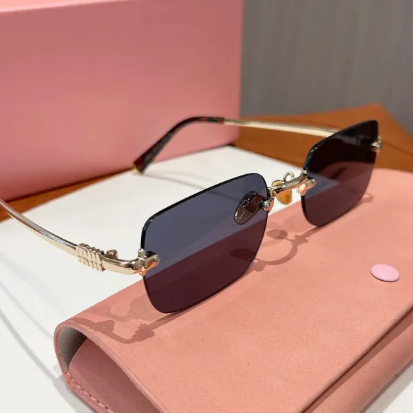 Design Rimless Sunglasses with Gold Hardware and Gradient Lenses - 16