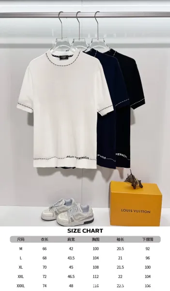 Fendi Knit T-Shirt White with Contrast Stitching - 2