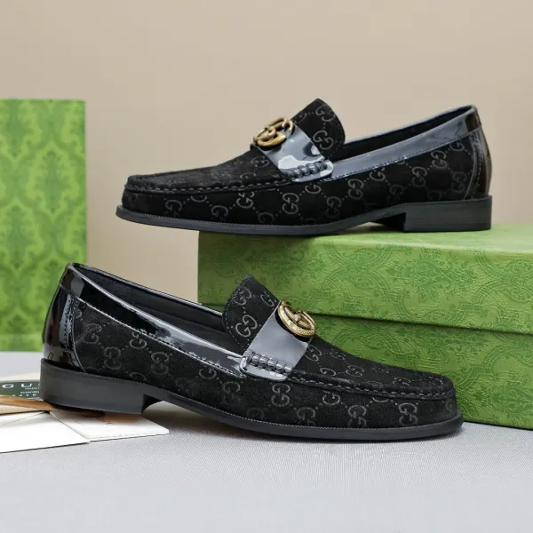 Gucci GG Marmont Loafers Black Monogram Suede Loafers - 3