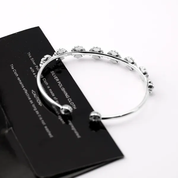 Design Fleur-de-Lis Shield Cuff Bracelet Silver Jewelry - 4