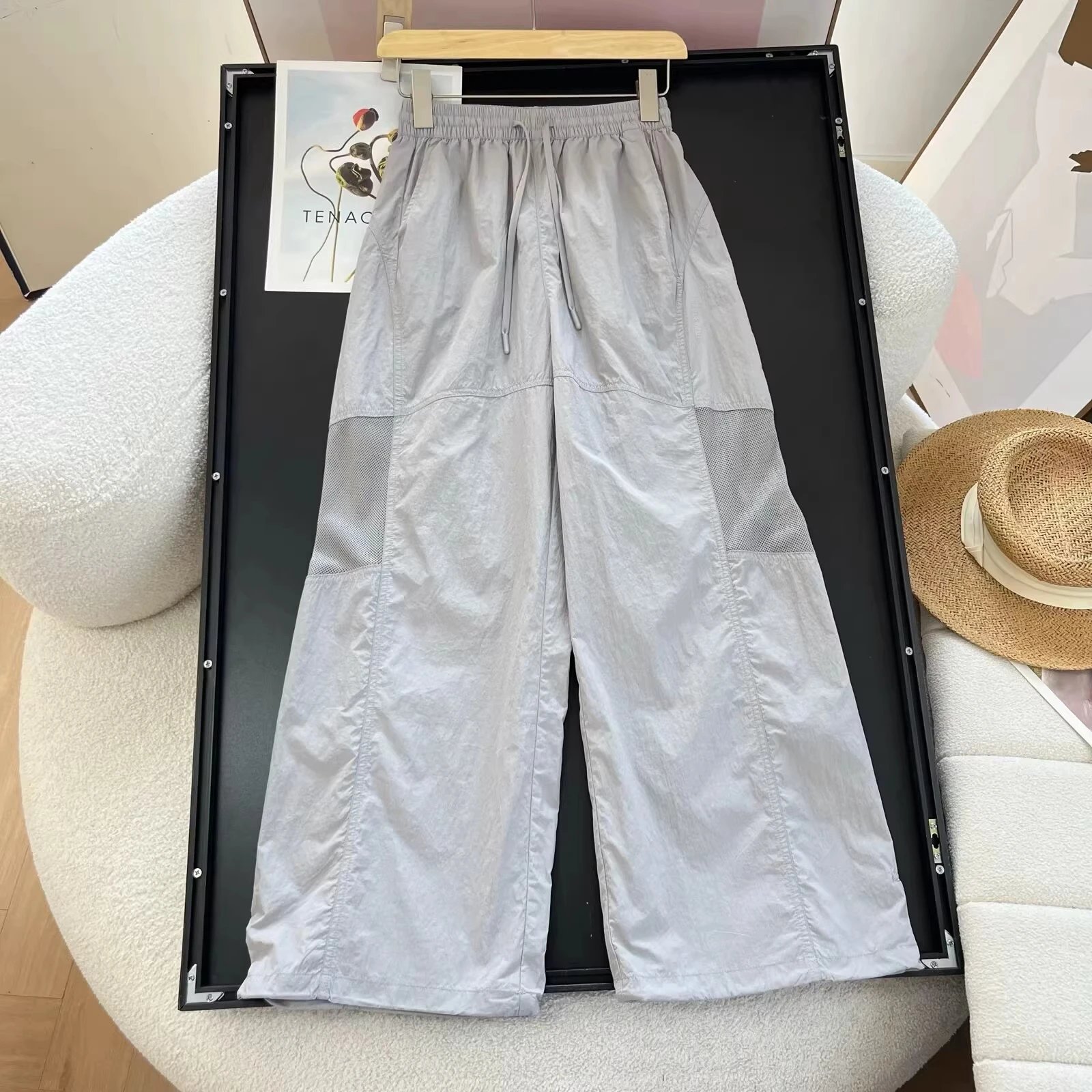 Design Utility Mesh-Panel Wide-Leg Pants Gray - 12