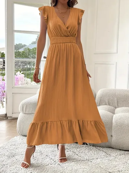 Design Wrap Ruffle Hem Maxi Dress Gray - 11