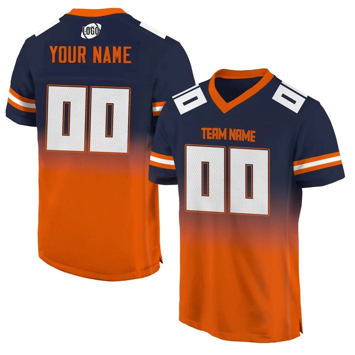 Design Custom Football Jersey Navy Orange Gradient Jersey
