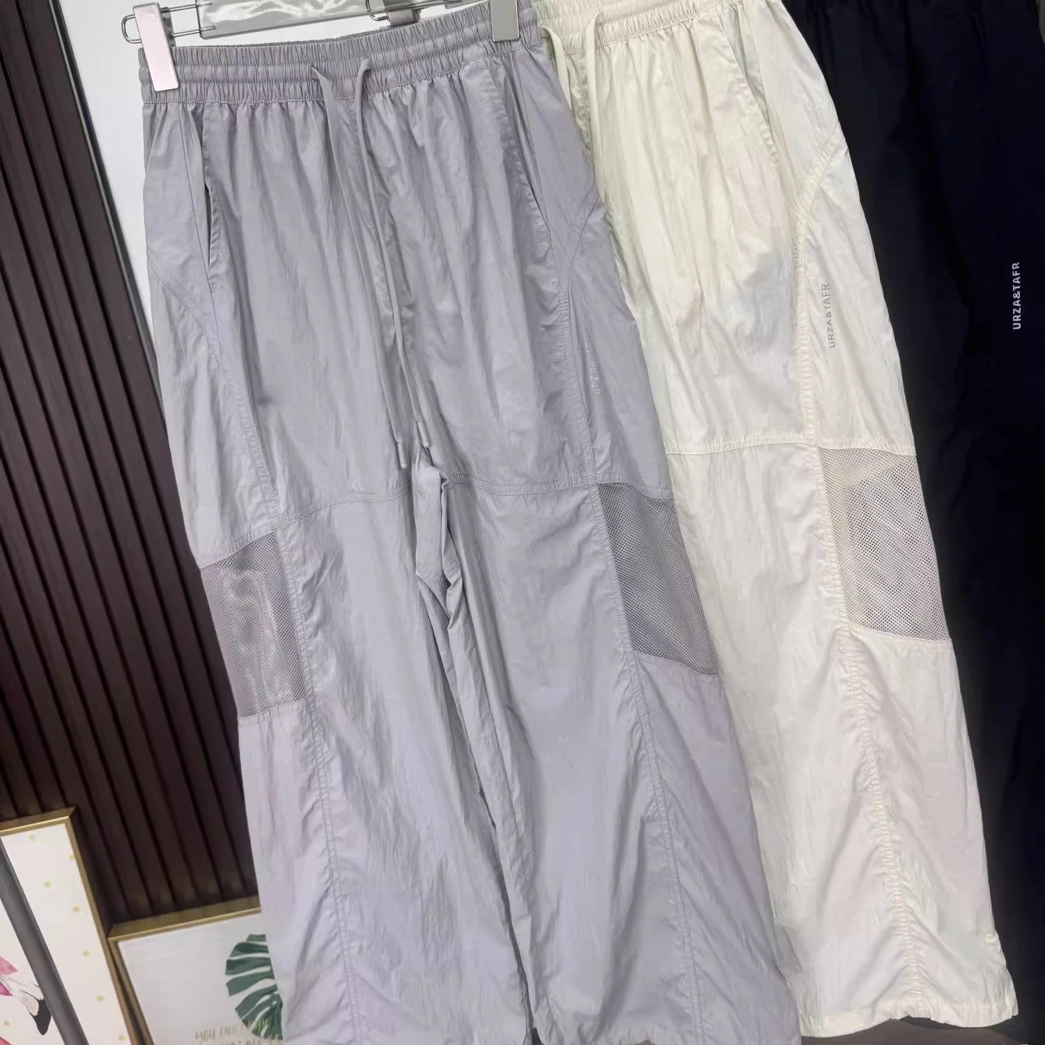 Design Utility Mesh-Panel Wide-Leg Pants Gray - 22
