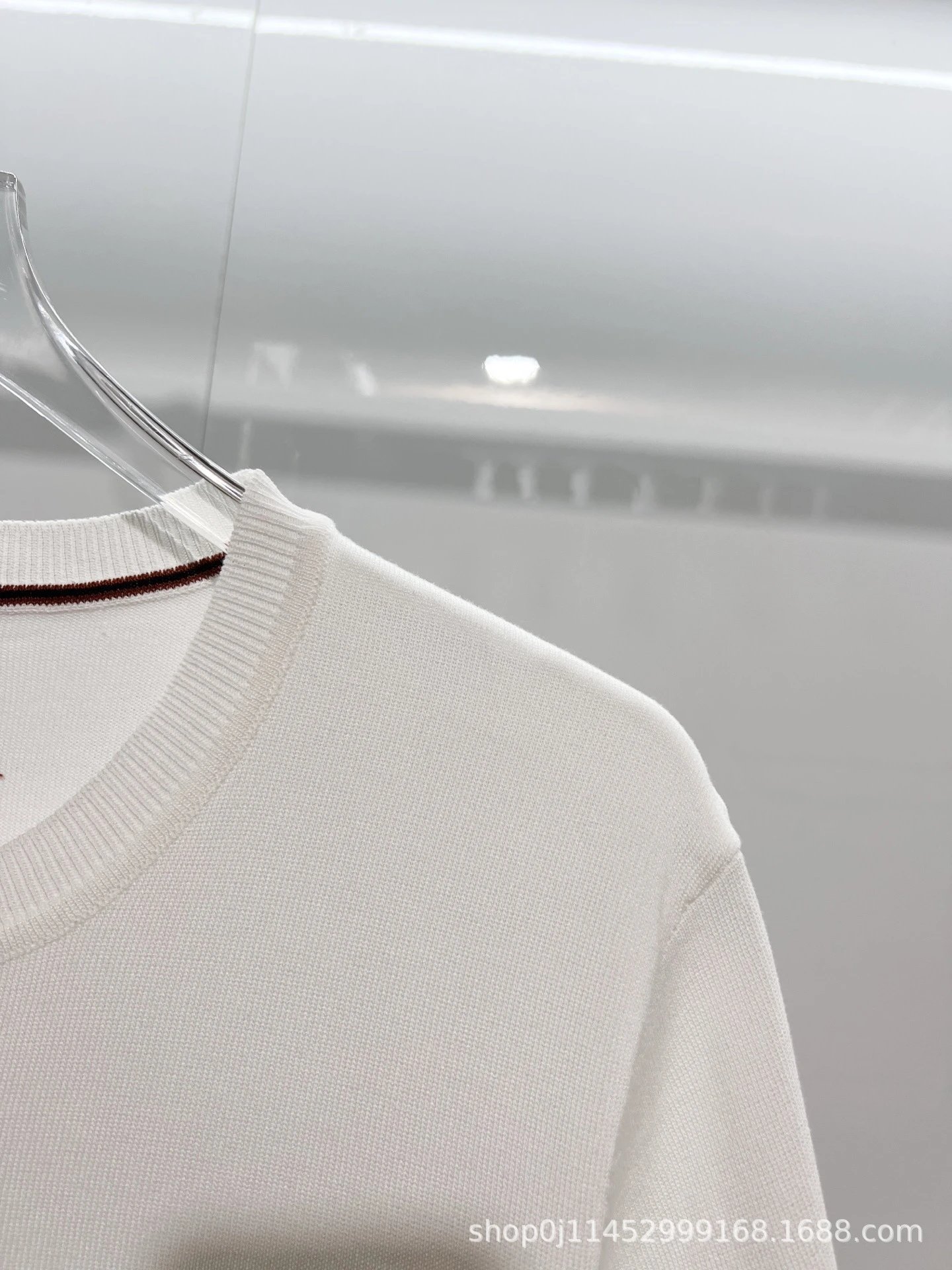Zegna Striped Sleeve Knit T-Shirt White - 7