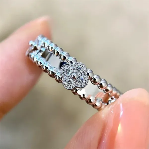 Design Floral Motif Wide Band Ring Silver Jewelry - 10