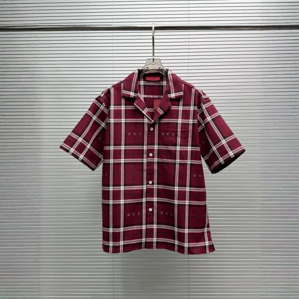 Gucci Plaid Sleep Set Navy and Burgundy Sleepwear - 6