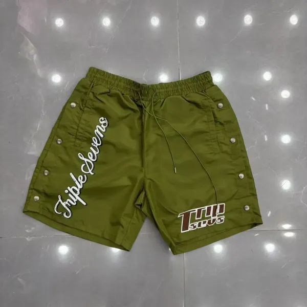 Design Triple Sevens Trip Sevs Olive Green Drawstring Shorts - 1