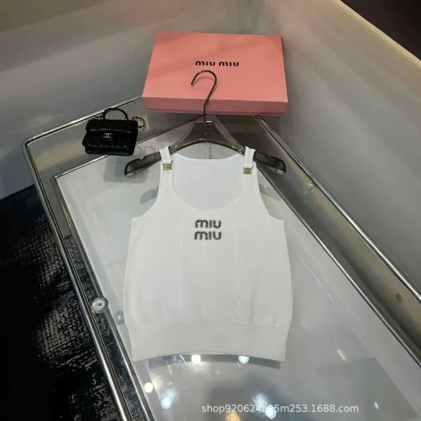 Miu Miu Knit Logo Vest Top White - 1
