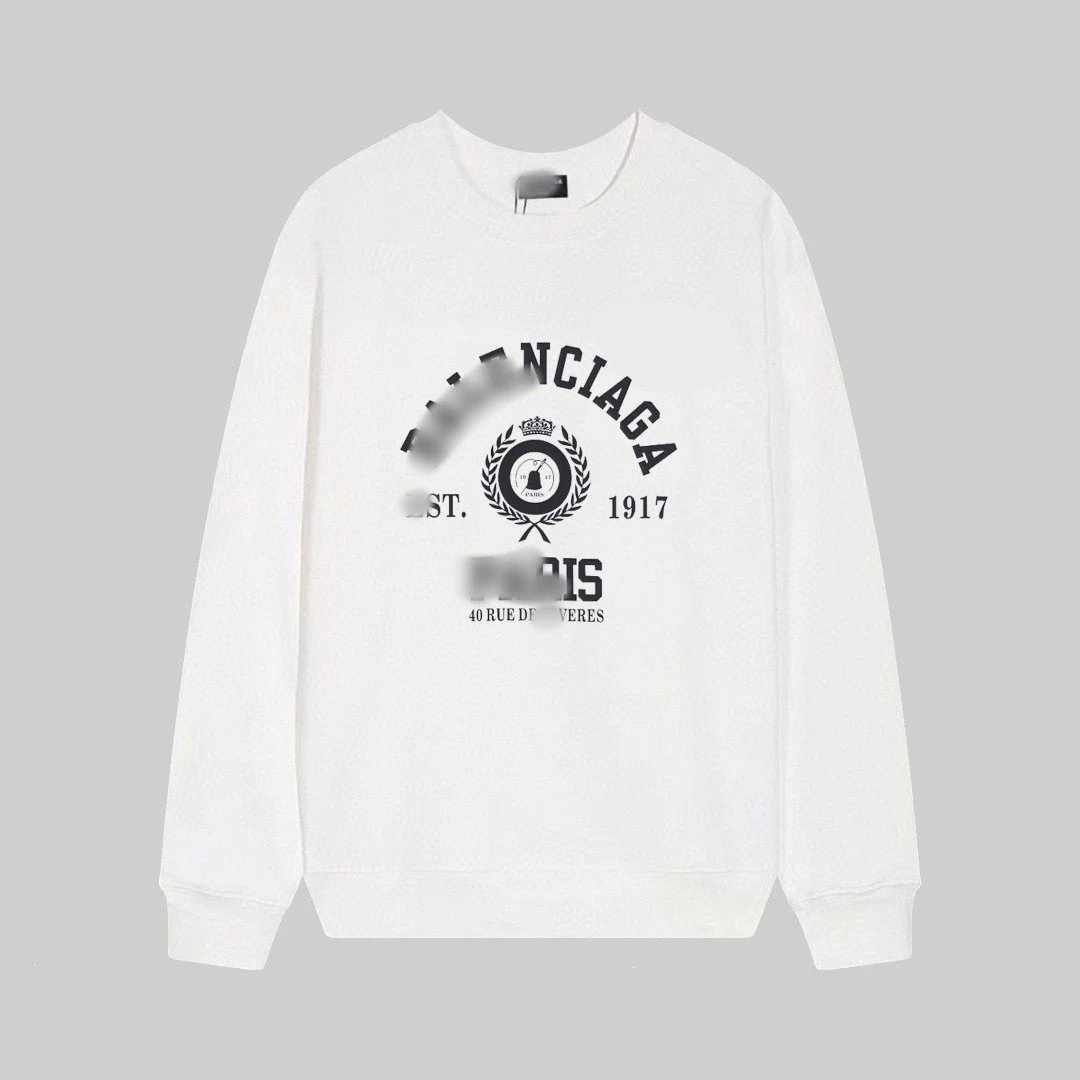 Balenciaga Logo Print White Black Crewneck Sweatshirt