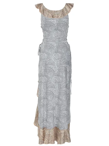 Design Paisley Print Ruffled Asymmetrical Maxi Dress - 14