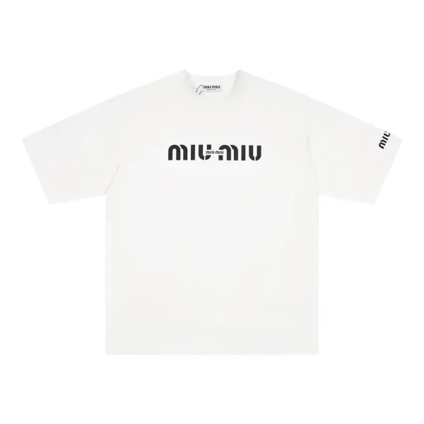 Miu Miu Logo Print Black T-Shirt - 4