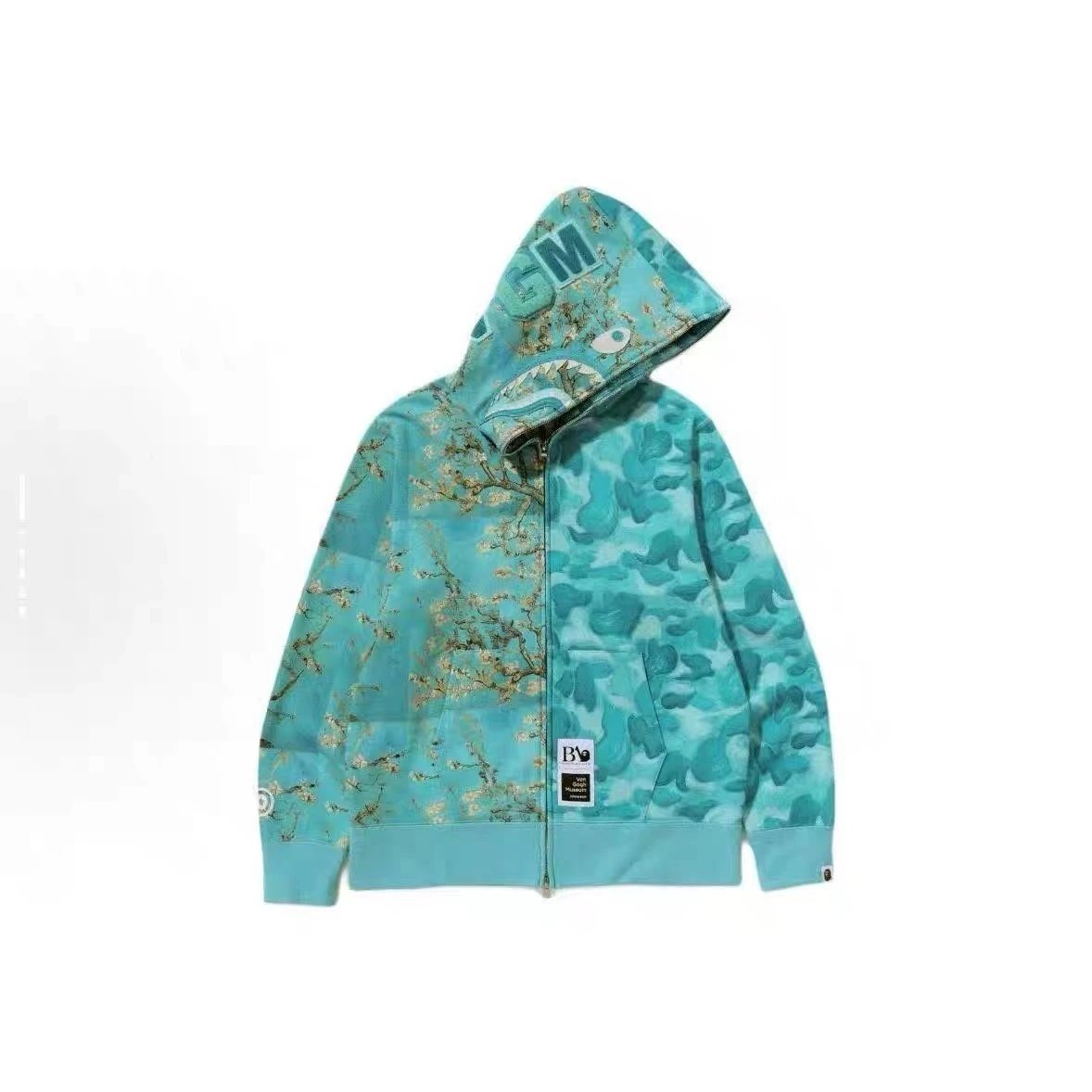 A Bathing Ape Shark Hoodie Black Camo Zip-Up Hoodie - 4
