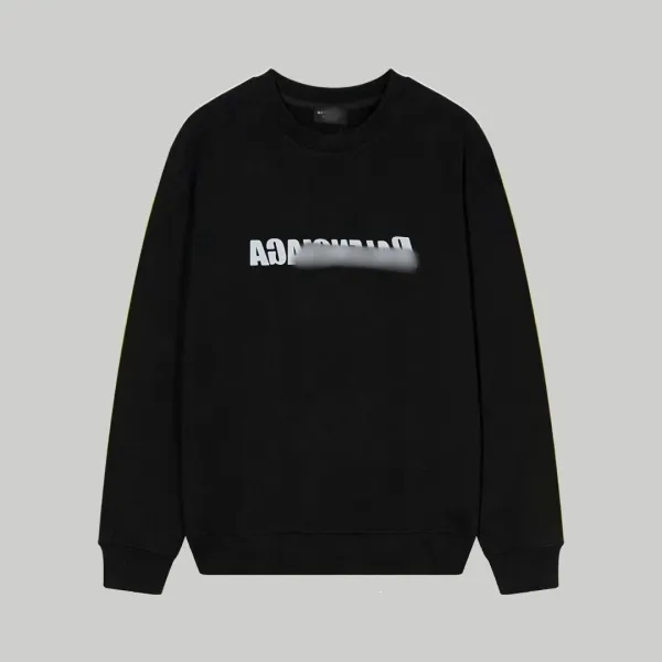 Balenciaga Logo Print Black Hoodie - 1