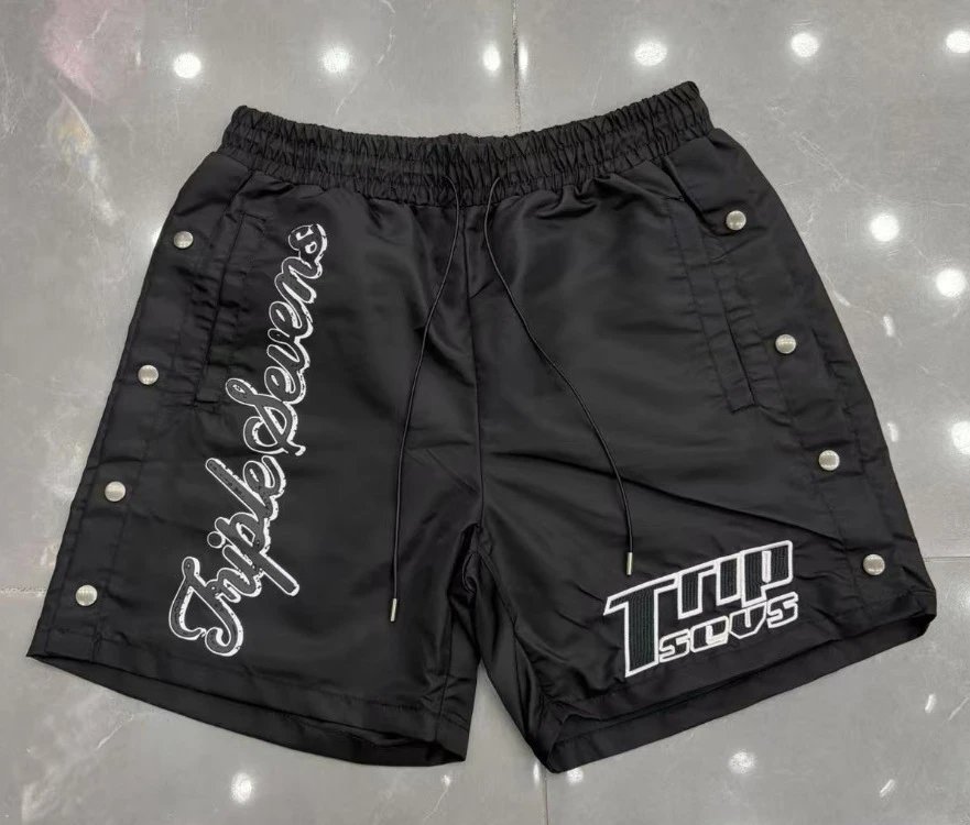 Design Triple Sevens Logo Print Nylon Shorts Gray Shorts - 12