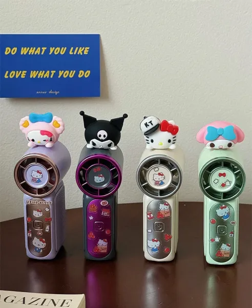 Hello Kitty Portable Mini Fan with KT Cap Accessory Beige Electronics - 2