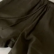 Design Drawstring Waist Shorts Olive Green - 1