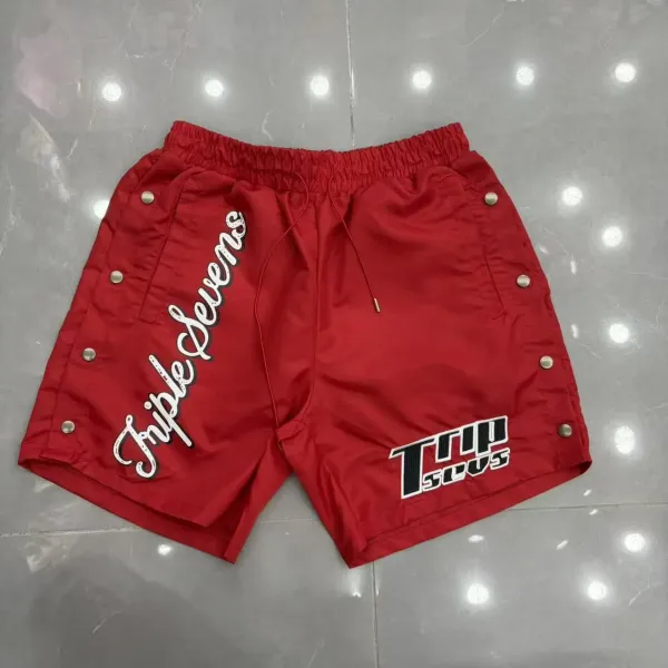 Design Triple Sevens Logo Print Nylon Shorts Gray Shorts - 15