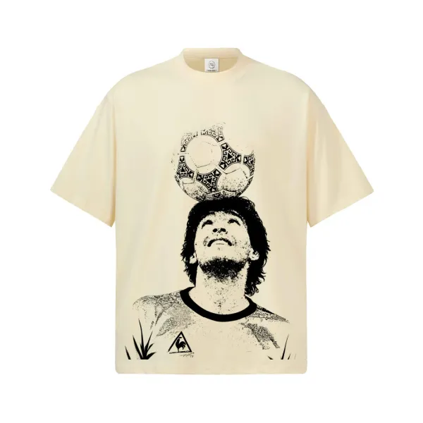 Le Coq Sportif x Messi Graphic Print Beige T-Shirt - 1