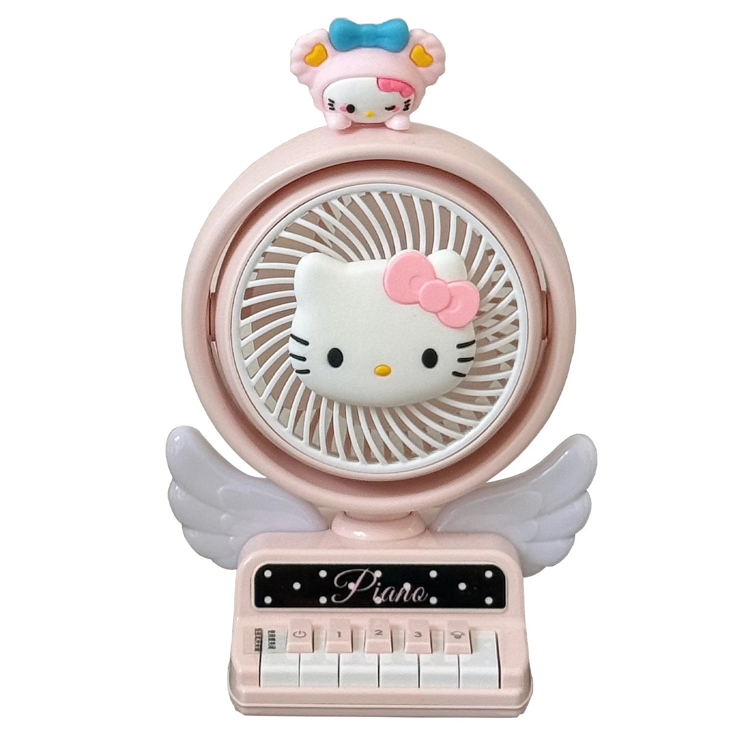 Hello Kitty Piano Mini Desk Fan White Pink Kawaii Style