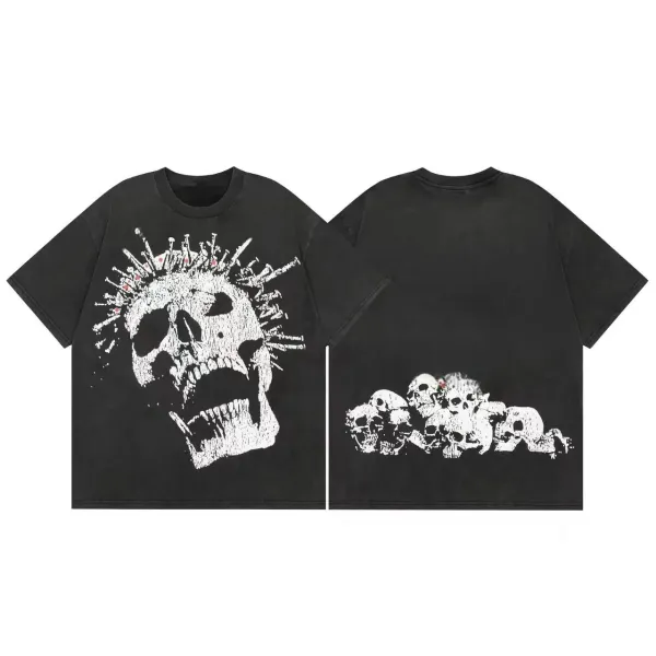 Design Graphic Hooded Face Print Black T-Shirt - 30