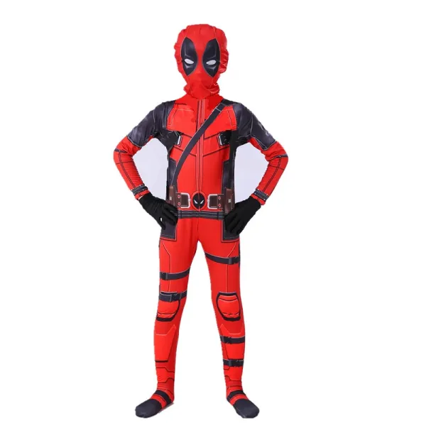 Design Deadpool Costume Red Black Full-Body Suit Clothing - 11