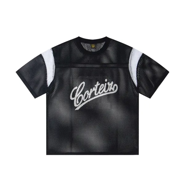 Corteiz Mesh Jersey Yellow Black Tops - 9