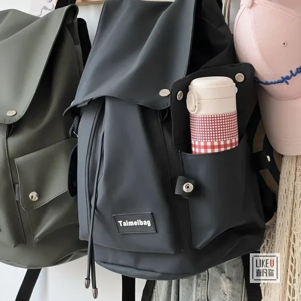 Design Taimeibag Fold-Over Drawstring Backpack Army Green Backpacks - 13