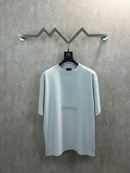 Balenciaga Embroidered Logo T-Shirt Light Gray T-Shirt - 1