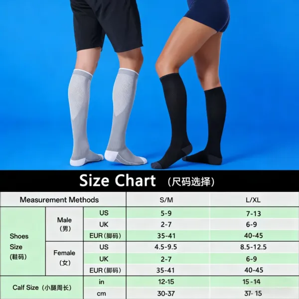 Design Knee-High Compression Socks White with Gray Accents - 8